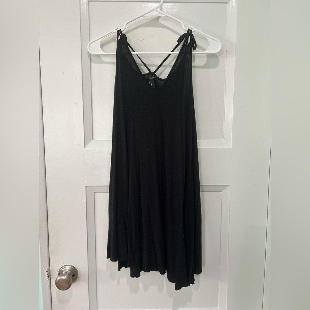 Forever 21 Black Asymmetrical Spaghetti Strap Mini Sundress